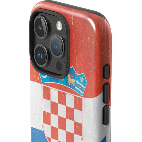 Croatia Flag Distressed iPhone 16 Pro Impact Case