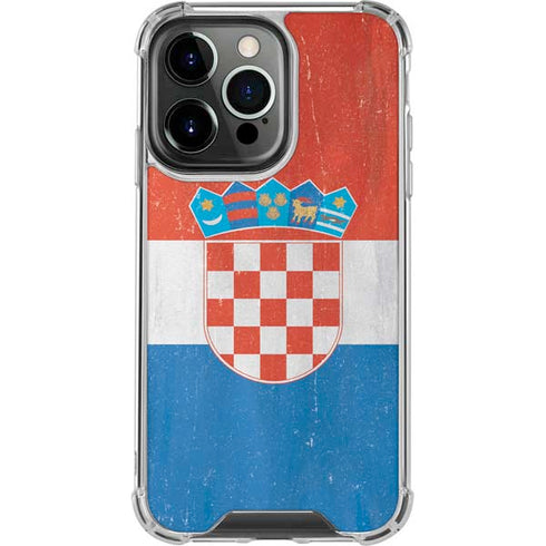 Croatia Flag Distressed iPhone 16 Pro Max Clear Case
