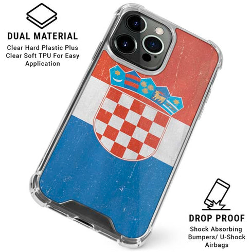 Croatia Flag Distressed iPhone 16 Pro Max Clear Case