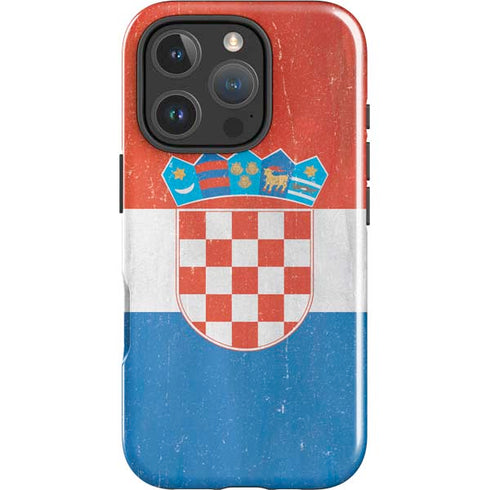 Croatia Flag Distressed iPhone 16 Pro Max Impact Case