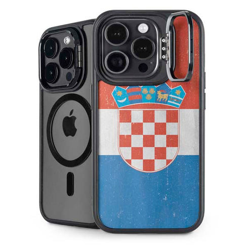 Croatia Flag Distressed iPhone 16 Pro Max Kickstand Case