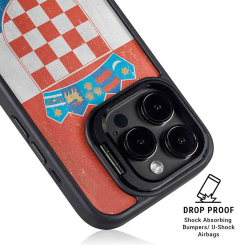 Croatia Flag Distressed iPhone 16 Pro Max Kickstand Case