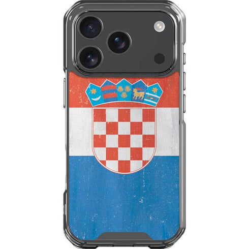 Croatia Flag Distressed iPhone 18 Pro Clear Case