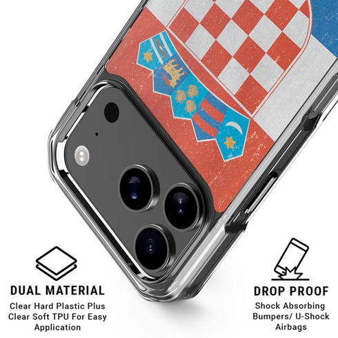 Croatia Flag Distressed iPhone 18 Pro Clear Case