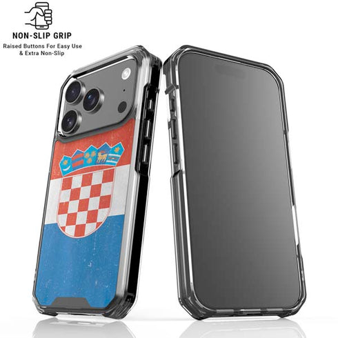 Croatia Flag Distressed iPhone 18 Pro Clear Case