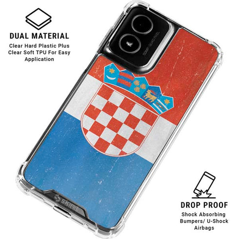 Croatia Flag Distressed Moto G Power 5G (2024) Clear Case