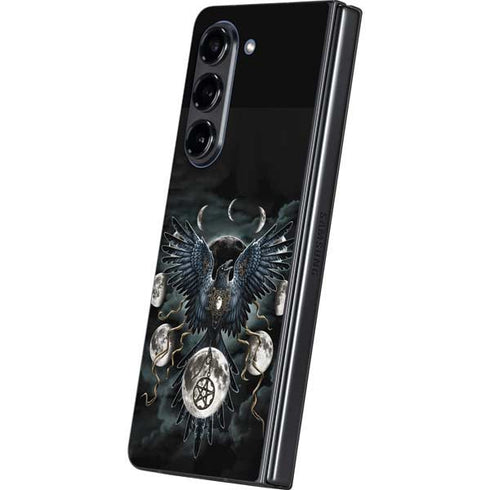 Crow and Moon Phases by Sarah Richter Galaxy Z Fold5 5G Skin