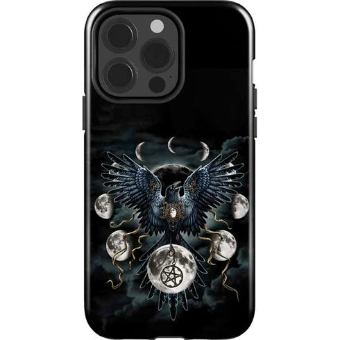 Crow and Moon Phases by Sarah Richter iPhone 15 Pro Impact Case