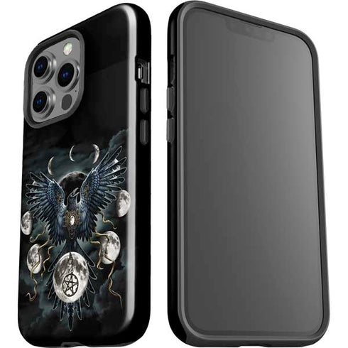 Crow and Moon Phases by Sarah Richter iPhone 15 Pro Impact Case