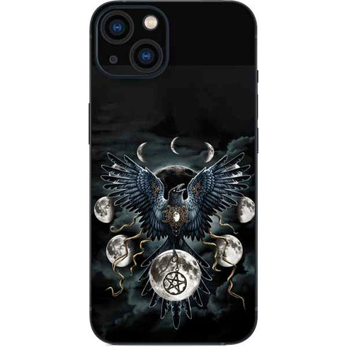 Crow and Moon Phases by Sarah Richter iPhone 15 Skin