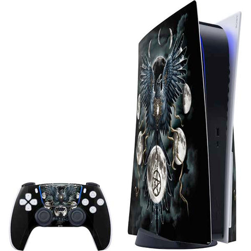 Crow and Moon Phases by Sarah Richter PlayStation PS5 Skins