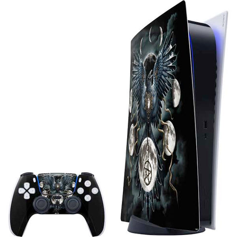 Crow and Moon Phases by Sarah Richter PlayStation PS5 Skins