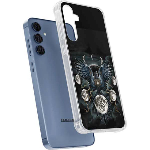 Crow and Moon Phases by Sarah Richter Galaxy A55 5G Clear Case