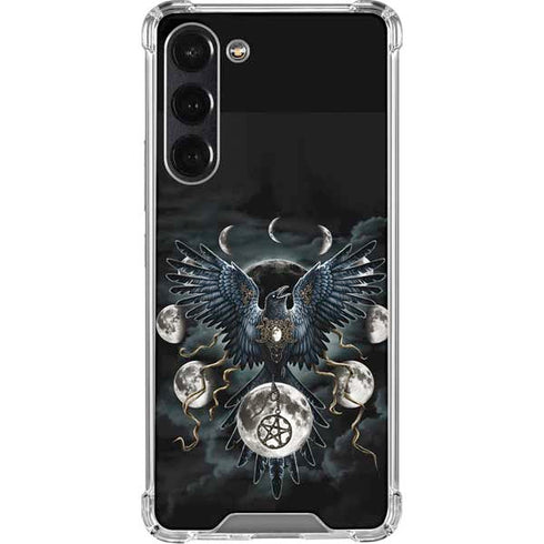 Crow and Moon Phases by Sarah Richter Galaxy S24 FE Clear Case