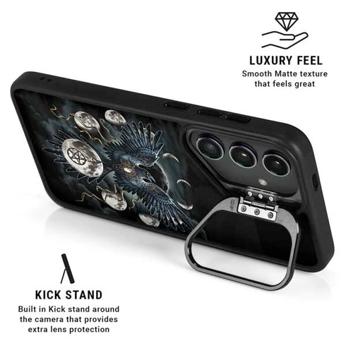 Crow and Moon Phases by Sarah Richter Galaxy S24 FE Kickstand Case