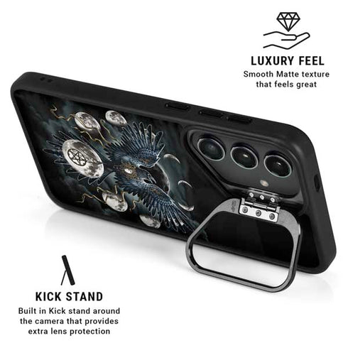 Crow and Moon Phases by Sarah Richter Galaxy S25 Kickstand Case