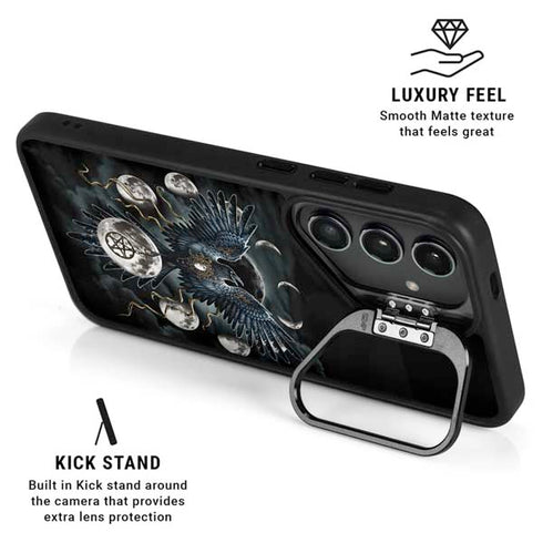 Crow and Moon Phases by Sarah Richter Galaxy S25 Plus Kickstand Case