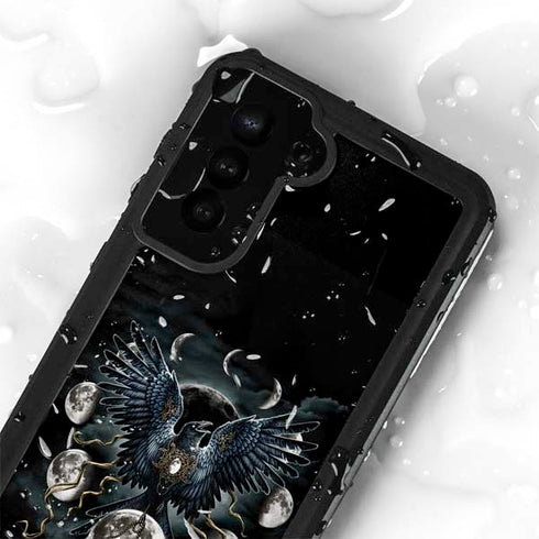 Crow and Moon Phases by Sarah Richter Galaxy S24 Plus Waterproof Case