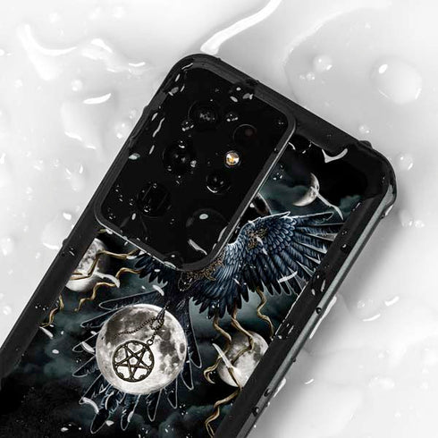 Crow and Moon Phases by Sarah Richter Galaxy S24 Ultra Waterproof Case
