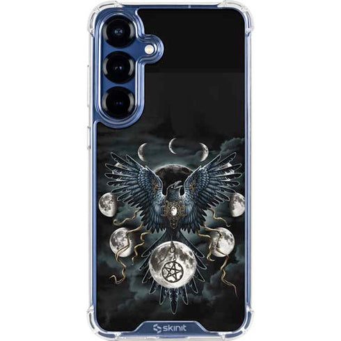 Crow and Moon Phases by Sarah Richter Galaxy S25 Clear Case