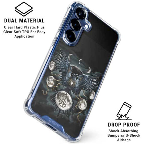 Crow and Moon Phases by Sarah Richter Galaxy S25 Clear Case