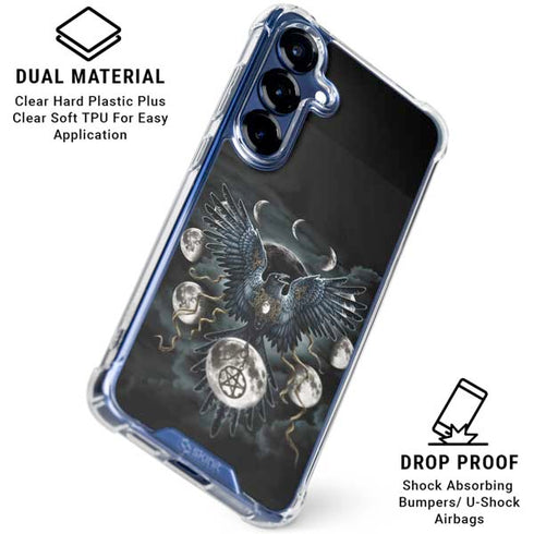 Crow and Moon Phases by Sarah Richter Galaxy S25 Plus Clear Case