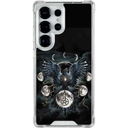 Crow and Moon Phases by Sarah Richter Galaxy S25 Ultra Clear Case