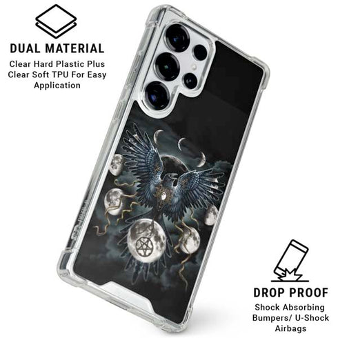Crow and Moon Phases by Sarah Richter Galaxy S25 Ultra Clear Case