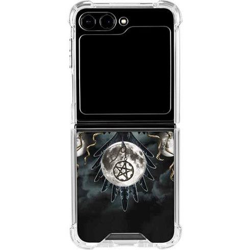 Crow and Moon Phases by Sarah Richter Galaxy Z Flip6 Clear Case