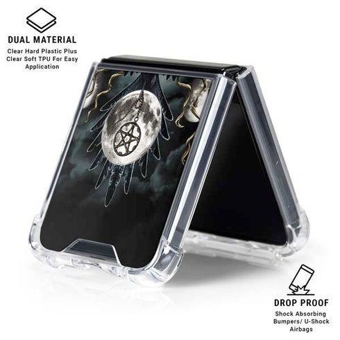 Crow and Moon Phases by Sarah Richter Galaxy Z Flip6 Clear Case