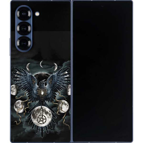 Crow and Moon Phases by Sarah Richter Galaxy Z Fold6 Skin