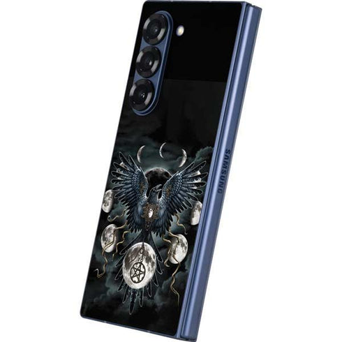Crow and Moon Phases by Sarah Richter Galaxy Z Fold6 Skin