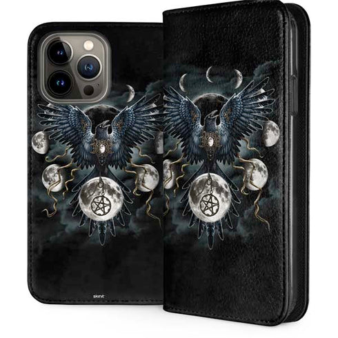 Crow and Moon Phases by Sarah Richter iPhone 13 Pro Max Folio Case