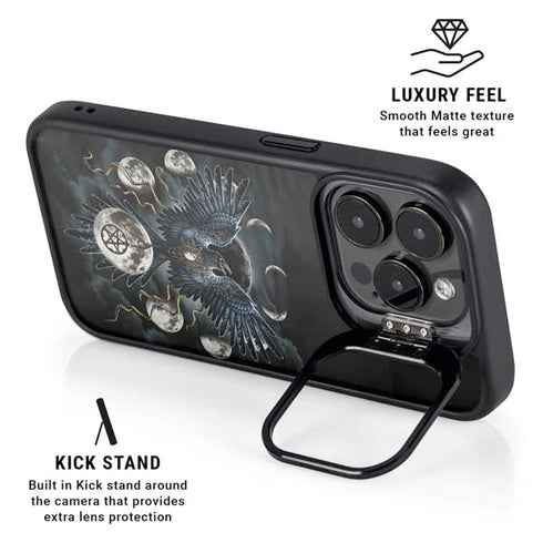 Crow and Moon Phases by Sarah Richter iPhone 13 Pro Max Kickstand Case