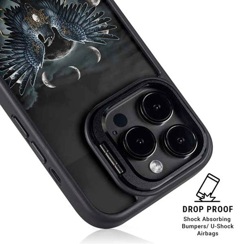 Crow and Moon Phases by Sarah Richter iPhone 13 Pro Max Kickstand Case