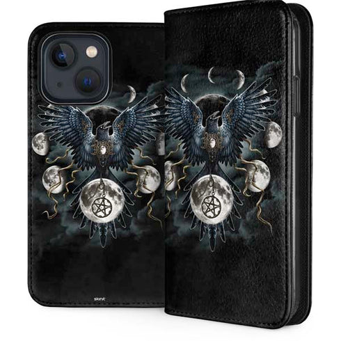 Crow and Moon Phases by Sarah Richter iPhone 14 Folio Case