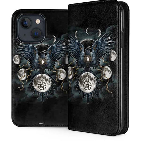 Crow and Moon Phases by Sarah Richter iPhone 14 Plus Folio Case