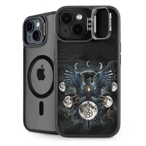 Crow and Moon Phases by Sarah Richter iPhone 14 Plus Kickstand Case