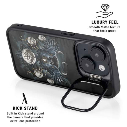 Crow and Moon Phases by Sarah Richter iPhone 14 Plus Kickstand Case