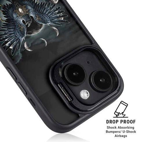 Crow and Moon Phases by Sarah Richter iPhone 14 Plus Kickstand Case