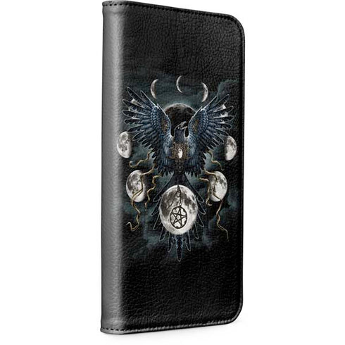 Crow and Moon Phases by Sarah Richter iPhone 14 Pro Folio Case
