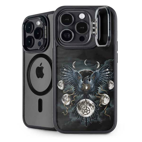 Crow and Moon Phases by Sarah Richter iPhone 14 Pro Kickstand Case