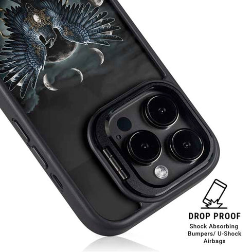 Crow and Moon Phases by Sarah Richter iPhone 14 Pro Max Kickstand Case