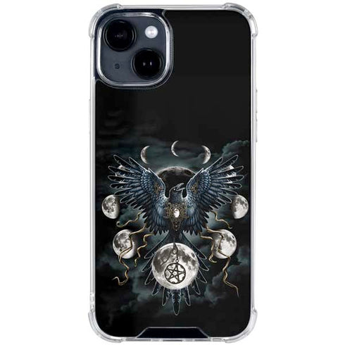 Crow and Moon Phases by Sarah Richter iPhone 15 Clear Case