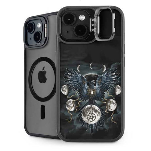 Crow and Moon Phases by Sarah Richter iPhone 15 Kickstand Case