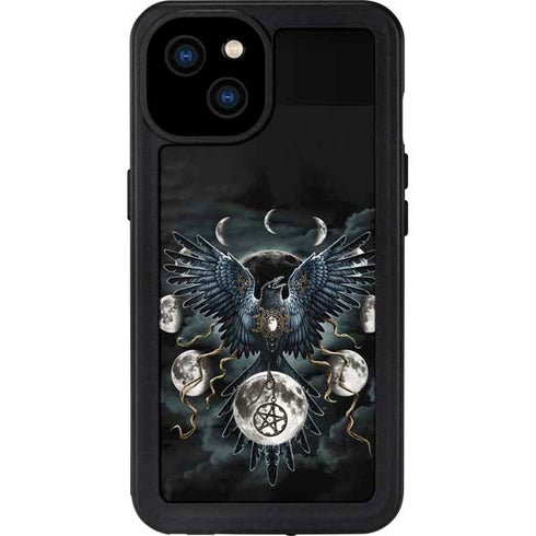 Crow and Moon Phases by Sarah Richter iPhone 15 Plus Waterproof Case