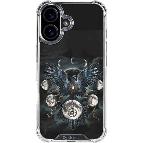 Crow and Moon Phases by Sarah Richter iPhone 16 Plus Clear Case