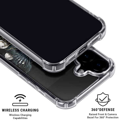 Crow and Moon Phases by Sarah Richter iPhone 16 Plus Clear Case