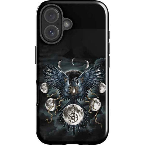 Crow and Moon Phases by Sarah Richter iPhone 16 Plus Impact Case