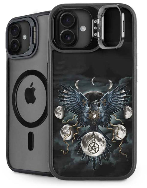 Crow and Moon Phases by Sarah Richter iPhone 16 Plus Kickstand Case